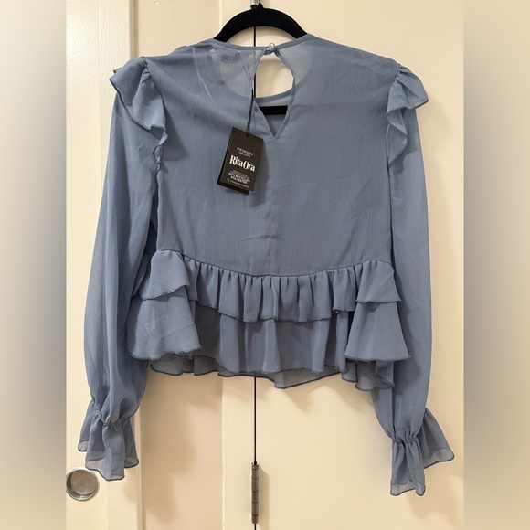 Primark Light Blue Ruffle Blouse - Picture 2 of 4